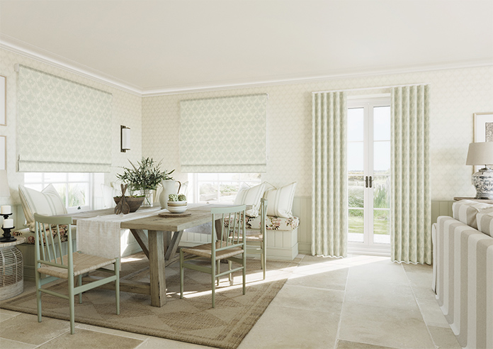 Trellis Prints, Vine and Bloom Bud Green - Twist&Fit Roman Blind - Image 6